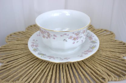 Elegant Small Floral Bowl with Attached Plate