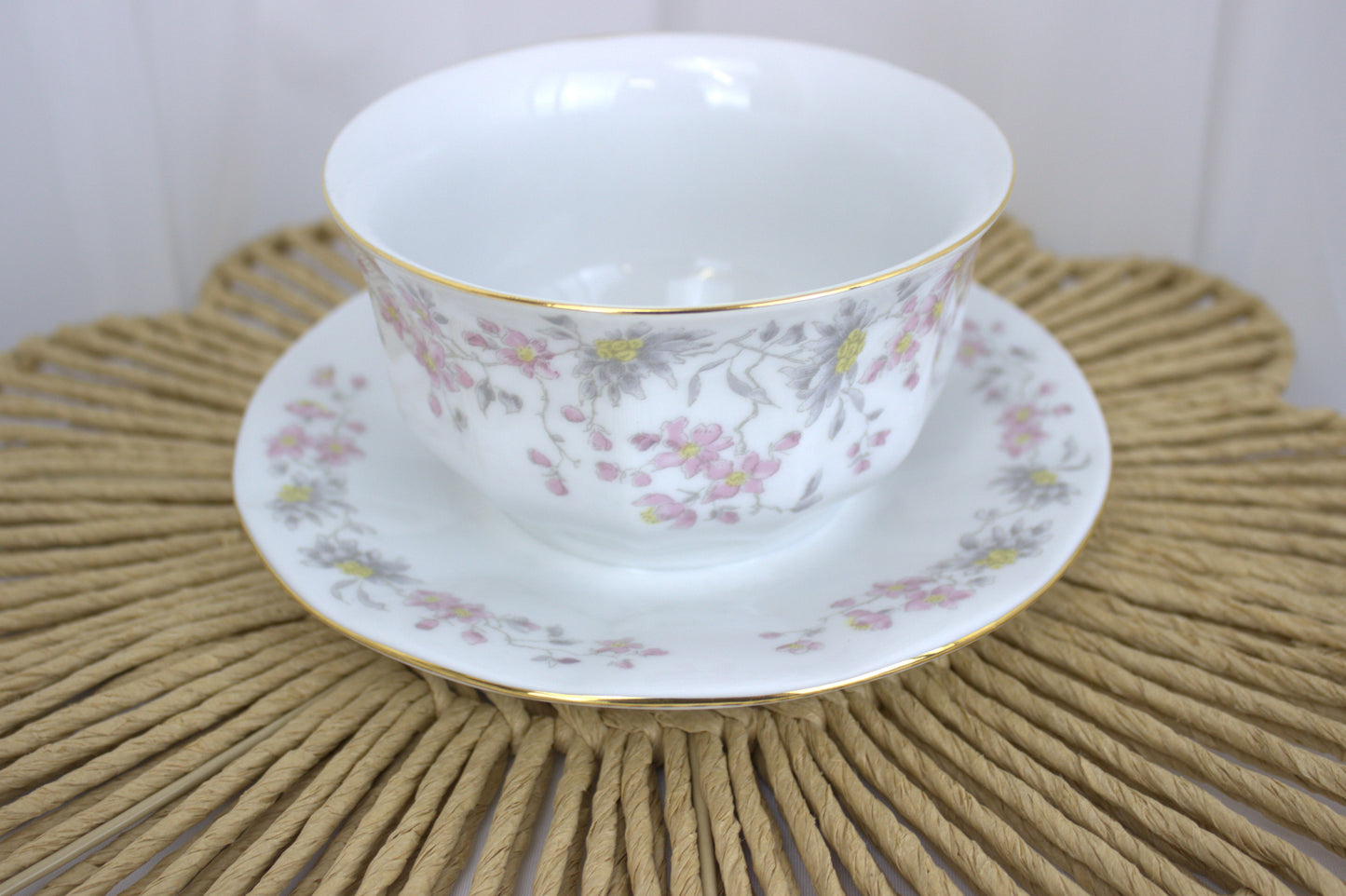 Elegant Small Floral Bowl with Attached Plate