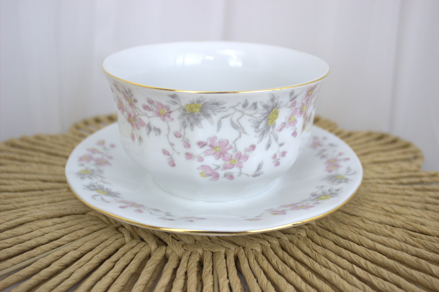 Elegant Small Floral Bowl with Attached Plate