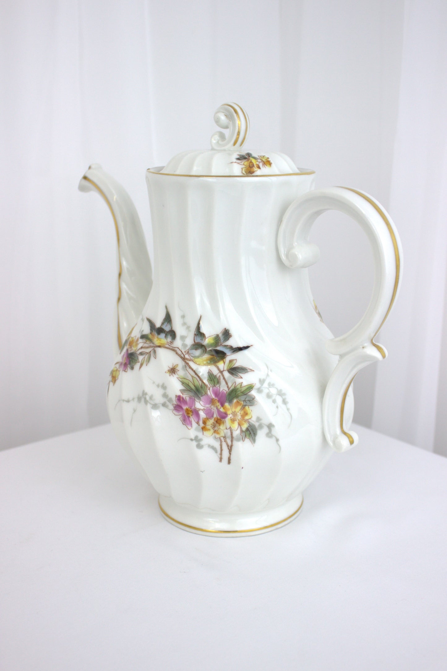 Large Vintage Coffee Pot with Swirled Detail