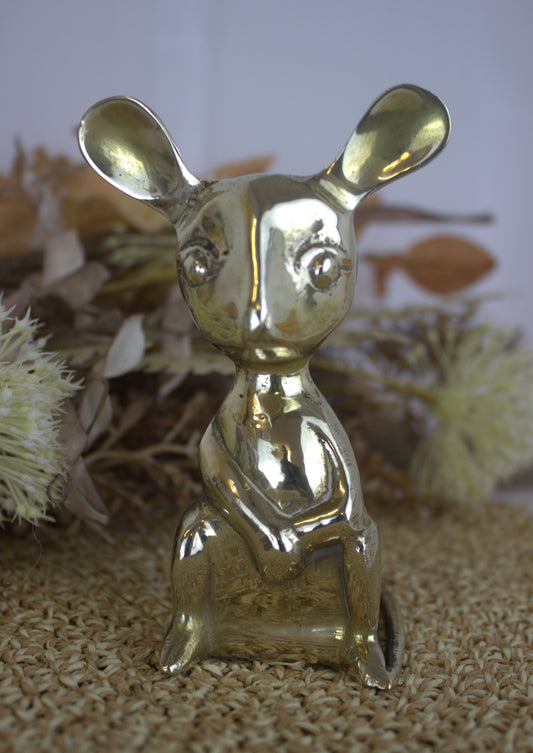 Charming Brass Mouse Figurine - A Touch of Whimsy for Your Home