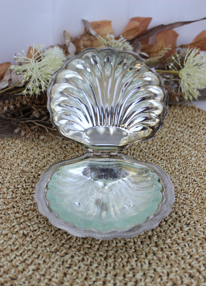 Beautiful Vintage Silver Plated Shell Shaped Trinket Box / Jam / Butter Dish