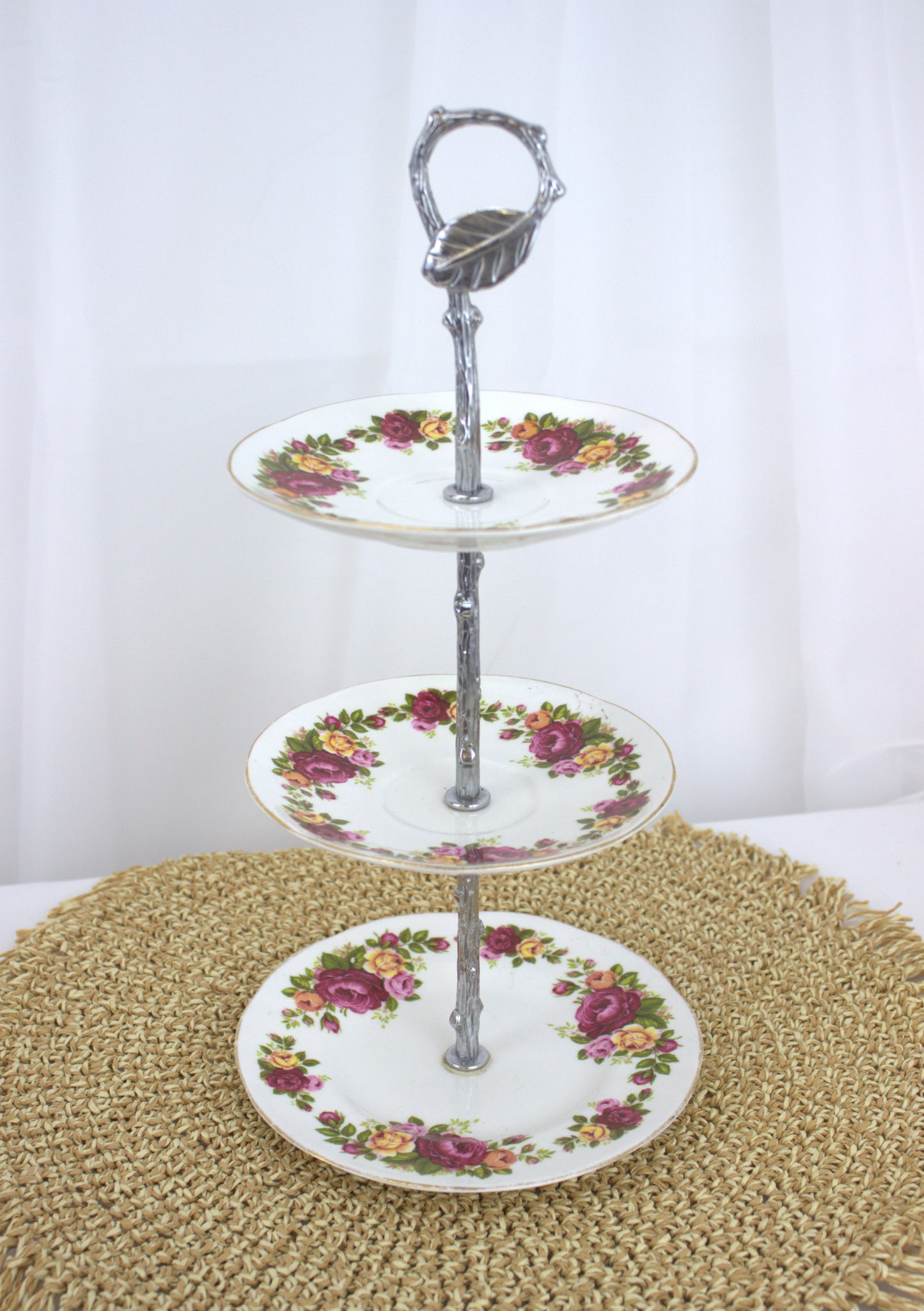 Stunning 3 Tier Floral Cake Plate