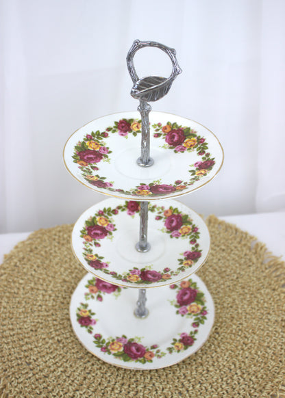 Stunning 3 Tier Floral Cake Plate