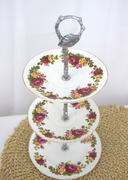 Stunning 3 Tier Floral Cake Plate