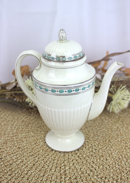 Stunning Rare Wedgwood Tea/Coffee Pot with Turquoise Accent - Damaged in transit, chips to the spout and lid, ideal for display, not functional 😞