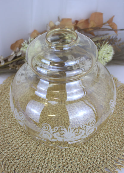 Vintage Retro Ceiling Light Shade Pale Amber Iridescent Glass