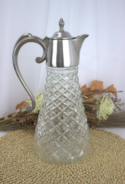 Vintage Claret Jug with Silver Plated Top - Engraved - Please see pictures