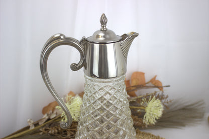 Vintage Claret Jug with Silver Plated Top - Engraved - Please see pictures