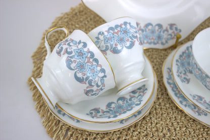 Elegant Arklow Fine China Tea Set – Pink and Blue Floral Delight