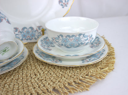 Elegant Arklow Fine China Tea Set – Pink and Blue Floral Delight