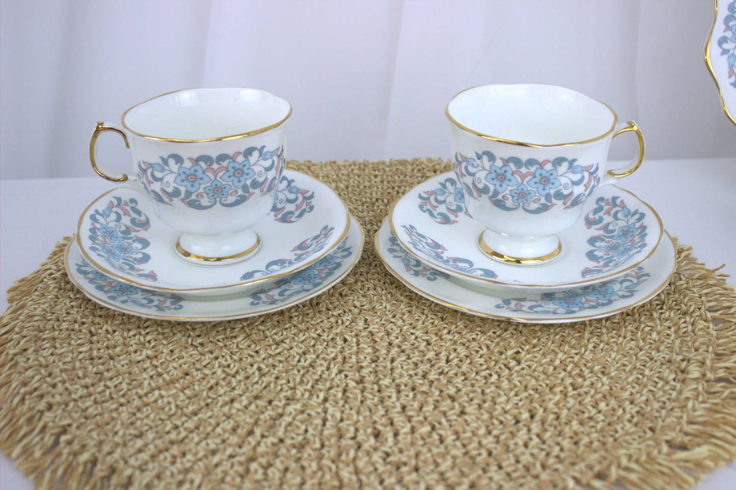 Elegant Arklow Fine China Tea Set – Pink and Blue Floral Delight