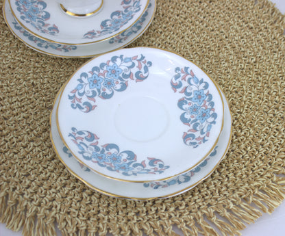 Elegant Arklow Fine China Tea Set – Pink and Blue Floral Delight