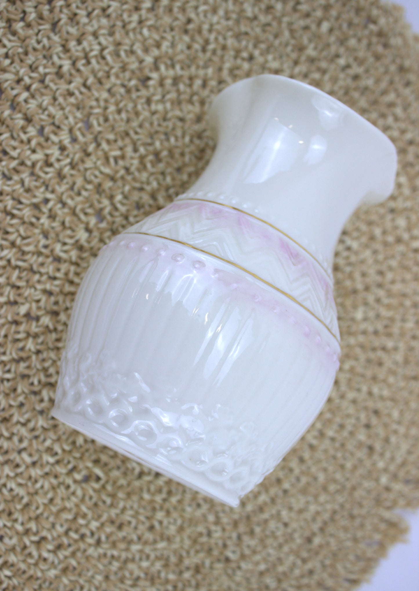 Belleek 'Colonial' Vase – Irish Craftsmanship in Pink & Gold