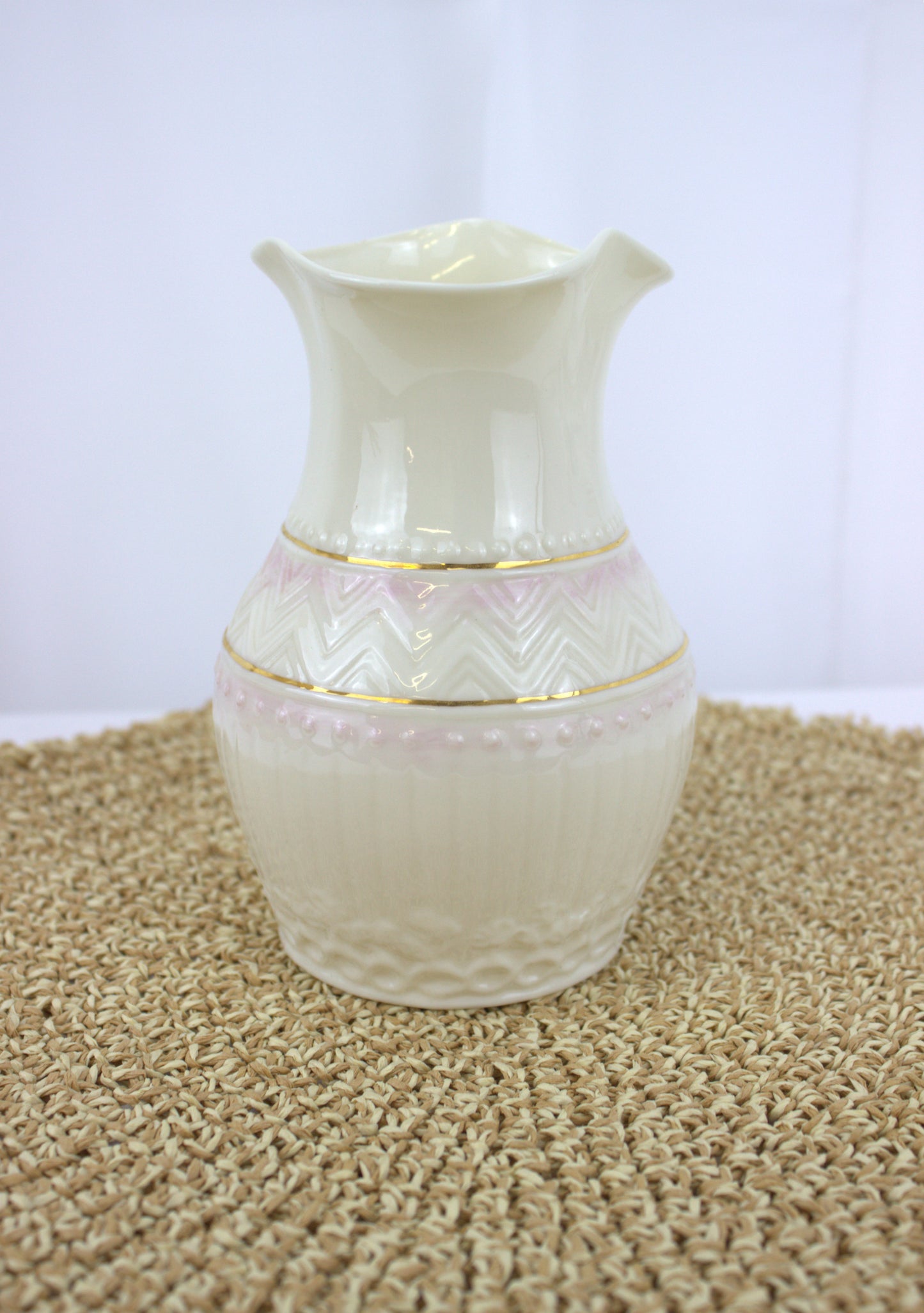 Belleek 'Colonial' Vase – Irish Craftsmanship in Pink & Gold