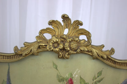 Rare Vintage Peerart Rococo Style Fire Guard Screen – Floral Print by Vernon Ward