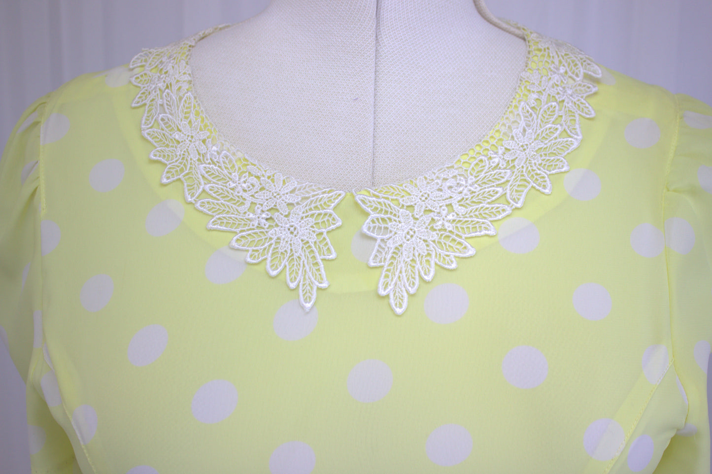 Vintage Lemon Polka Dot Dress – Size 10