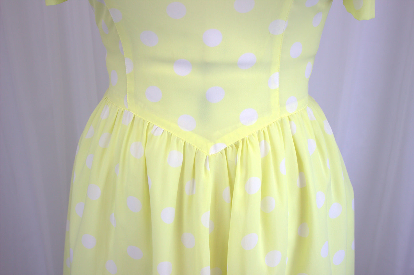 Vintage Lemon Polka Dot Dress – Size 10