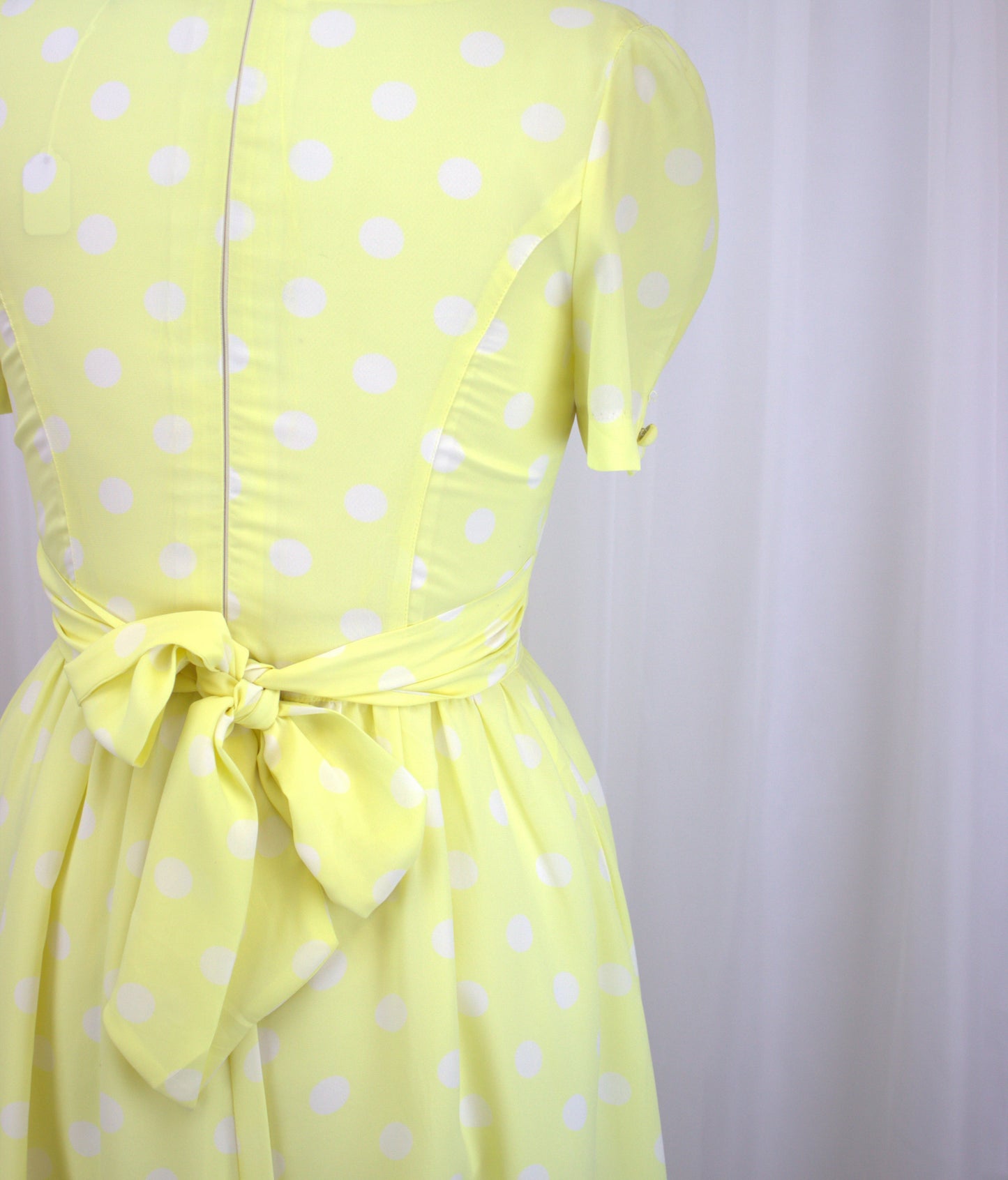 Vintage Lemon Polka Dot Dress – Size 10