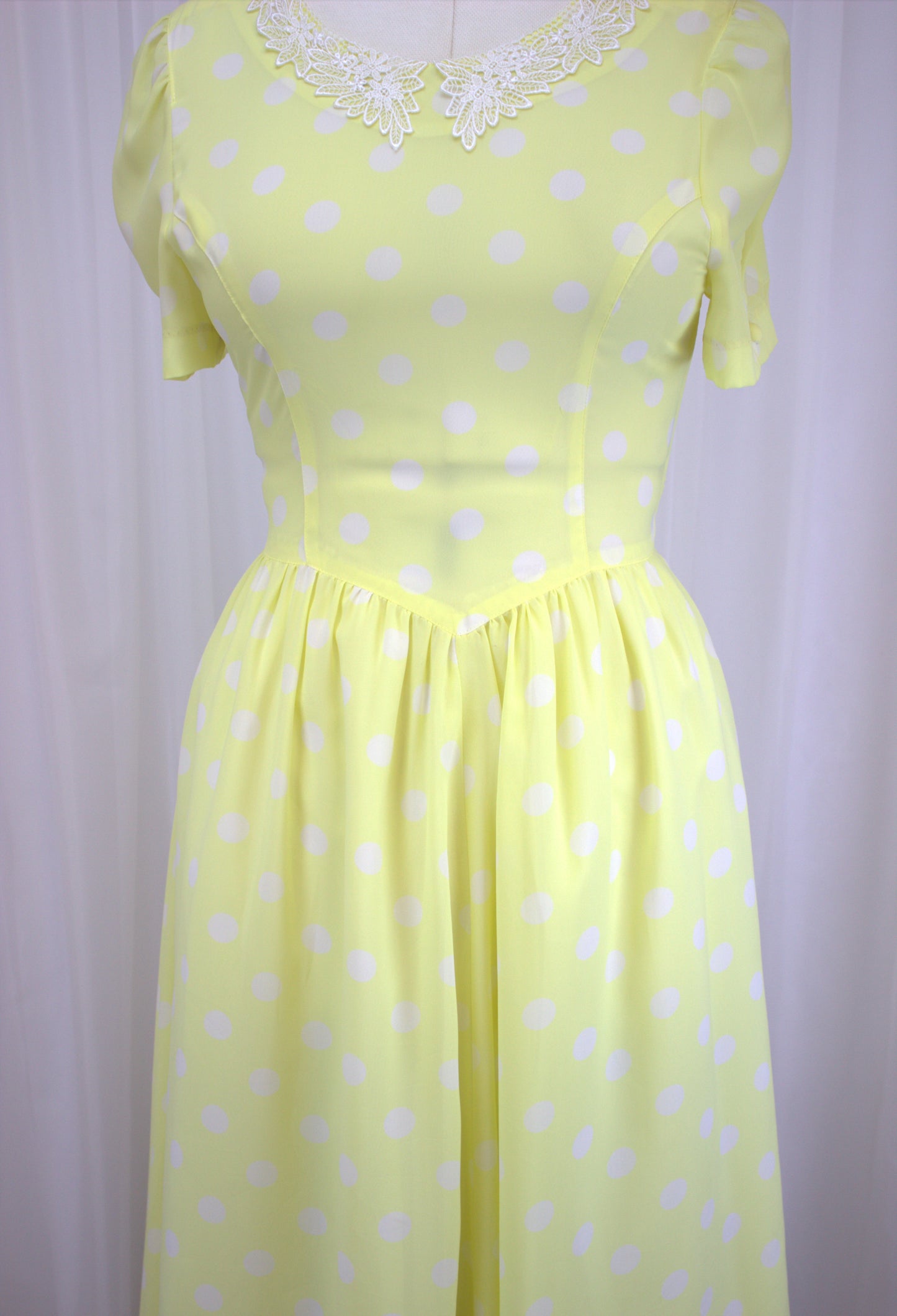 Vintage Lemon Polka Dot Dress – Size 10