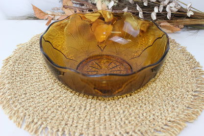 Vintage Amber Glass Bowl – 8.5 Inches Wide