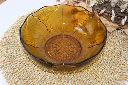 Vintage Amber Glass Bowl – 8.5 Inches Wide