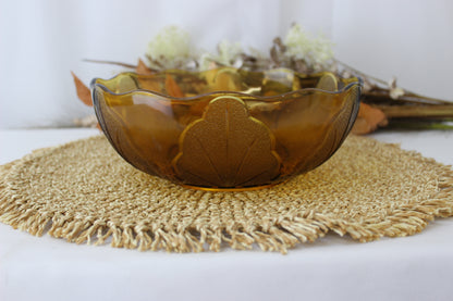 Vintage Amber Glass Bowl – 8.5 Inches Wide