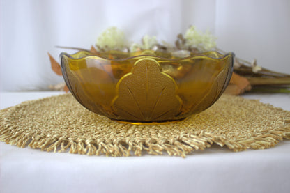 Vintage Amber Glass Bowl – 8.5 Inches Wide