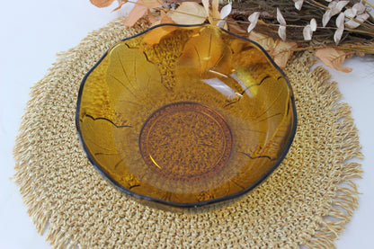 Vintage Amber Glass Bowl – 8.5 Inches Wide