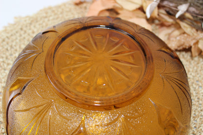 Vintage Amber Glass Bowl – 8.5 Inches Wide