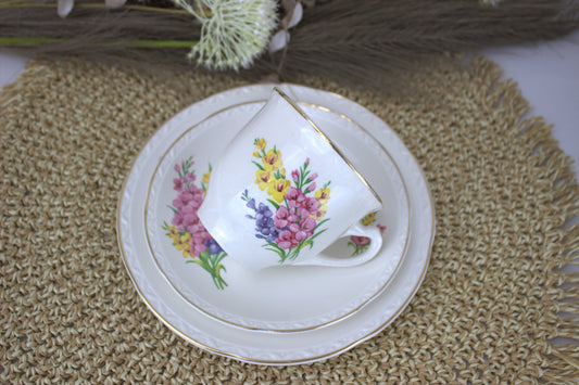 Weatherby Hanley England Royal Falcon Ware Teacup, Saucer, and Side Plate Set