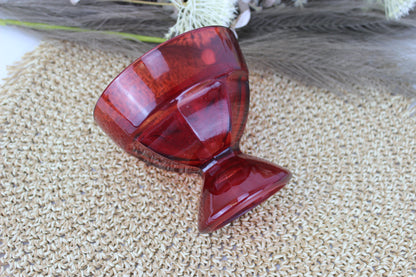 Set of 4 Vintage Red Glass Dessert Bowls with Intriguing "P" Marking