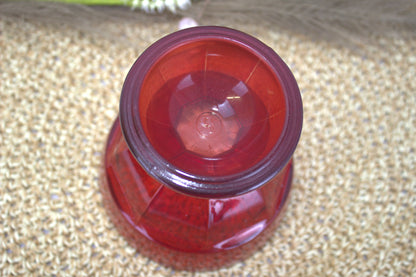 Set of 4 Vintage Red Glass Dessert Bowls with Intriguing "P" Marking