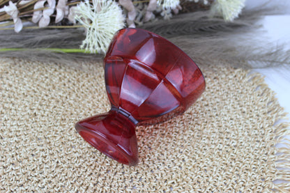 Set of 4 Vintage Red Glass Dessert Bowls with Intriguing "P" Marking