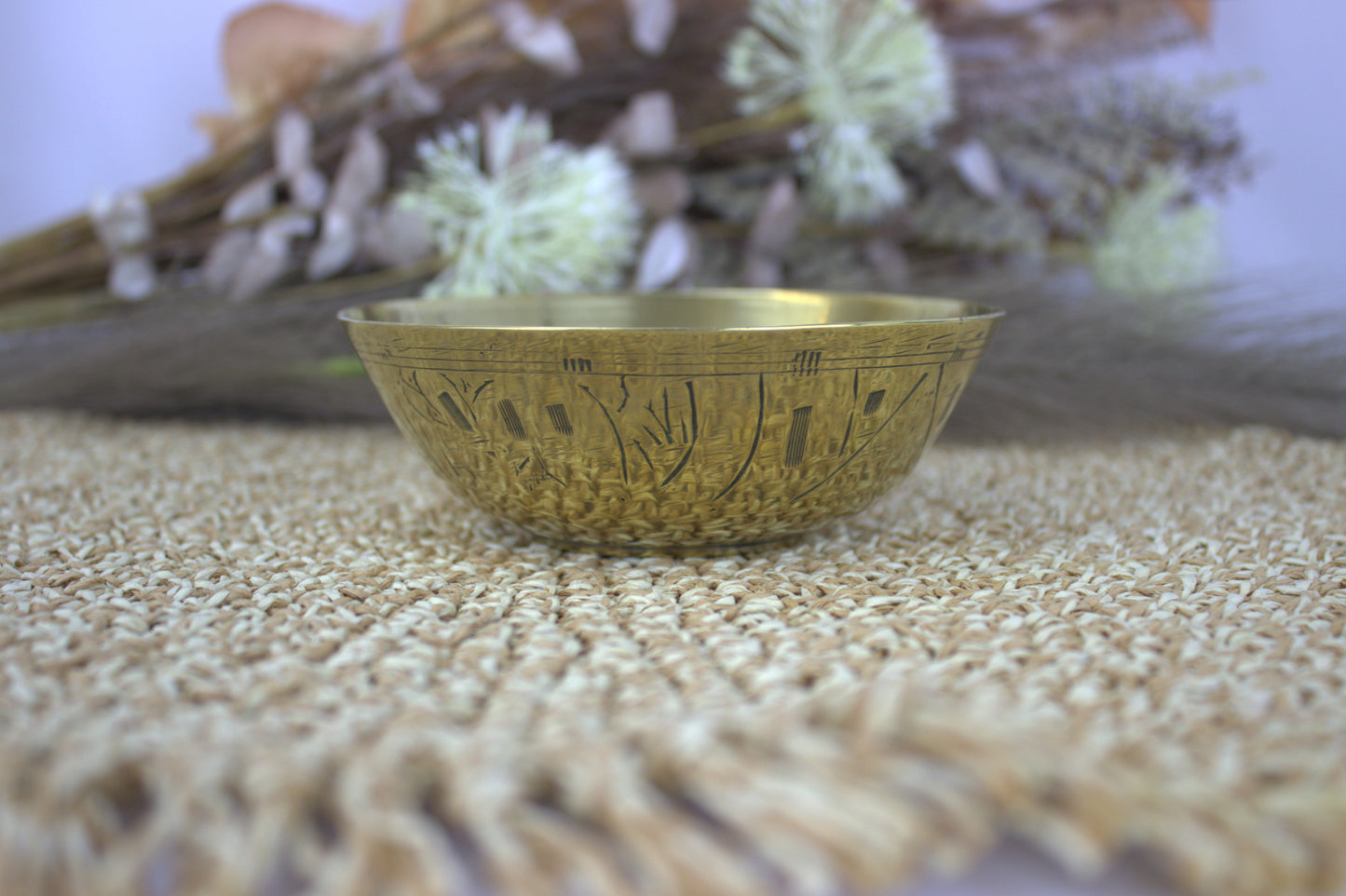 Vintage Brass Bowl with Intricate Etching – Made in India