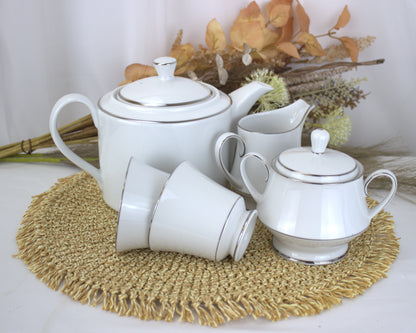 Royal Worcester Fine Porcelain Platinum Trim Tea Set