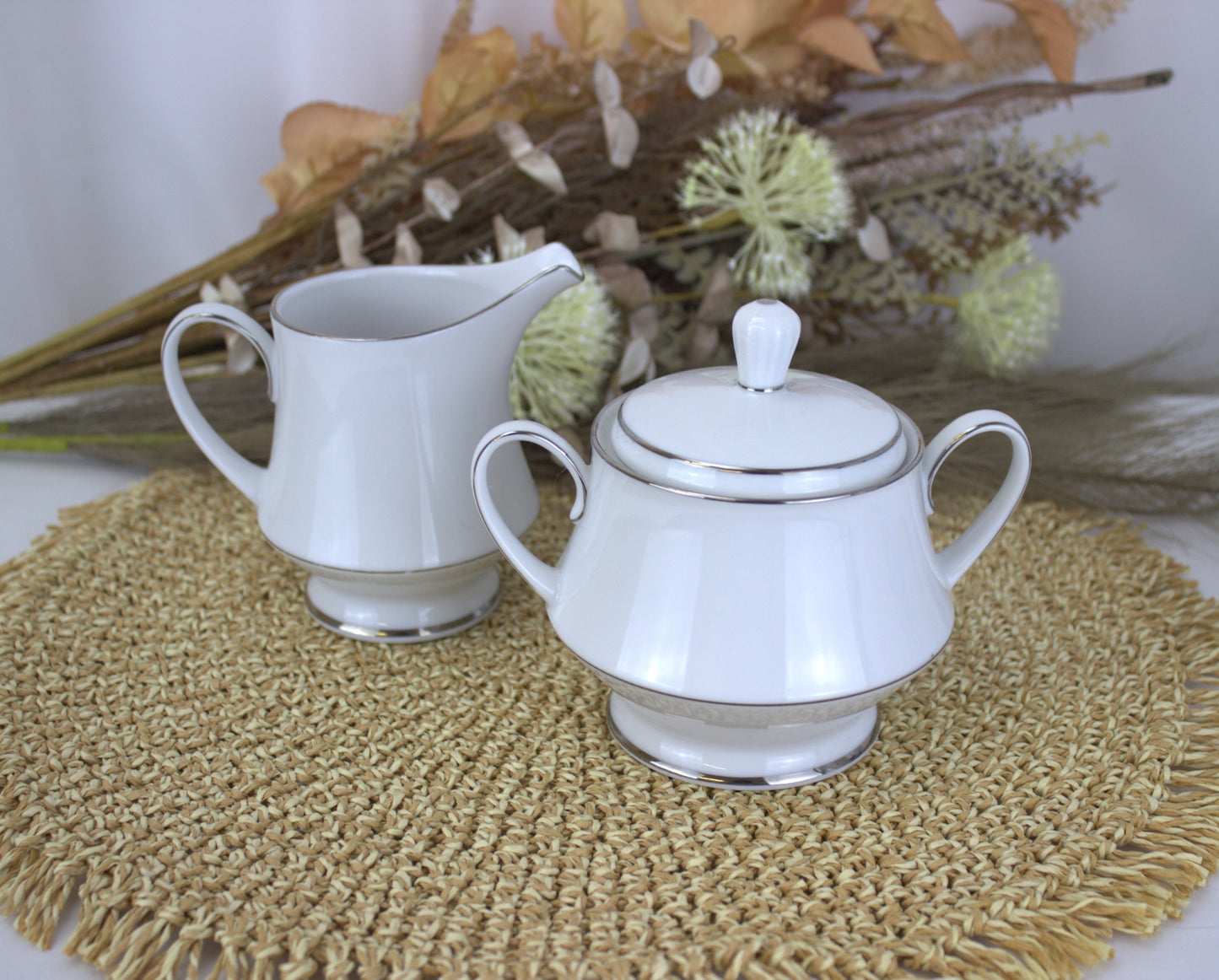 Royal Worcester Fine Porcelain Platinum Trim Tea Set