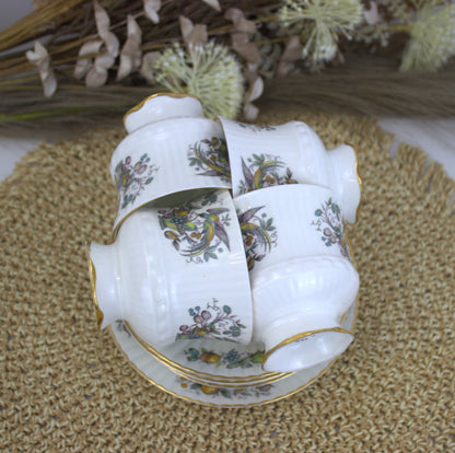 Rare Discontinued 1970s Royal Tara "Bird and Fruit" Bone China Tea Set - 17-Piece Collection