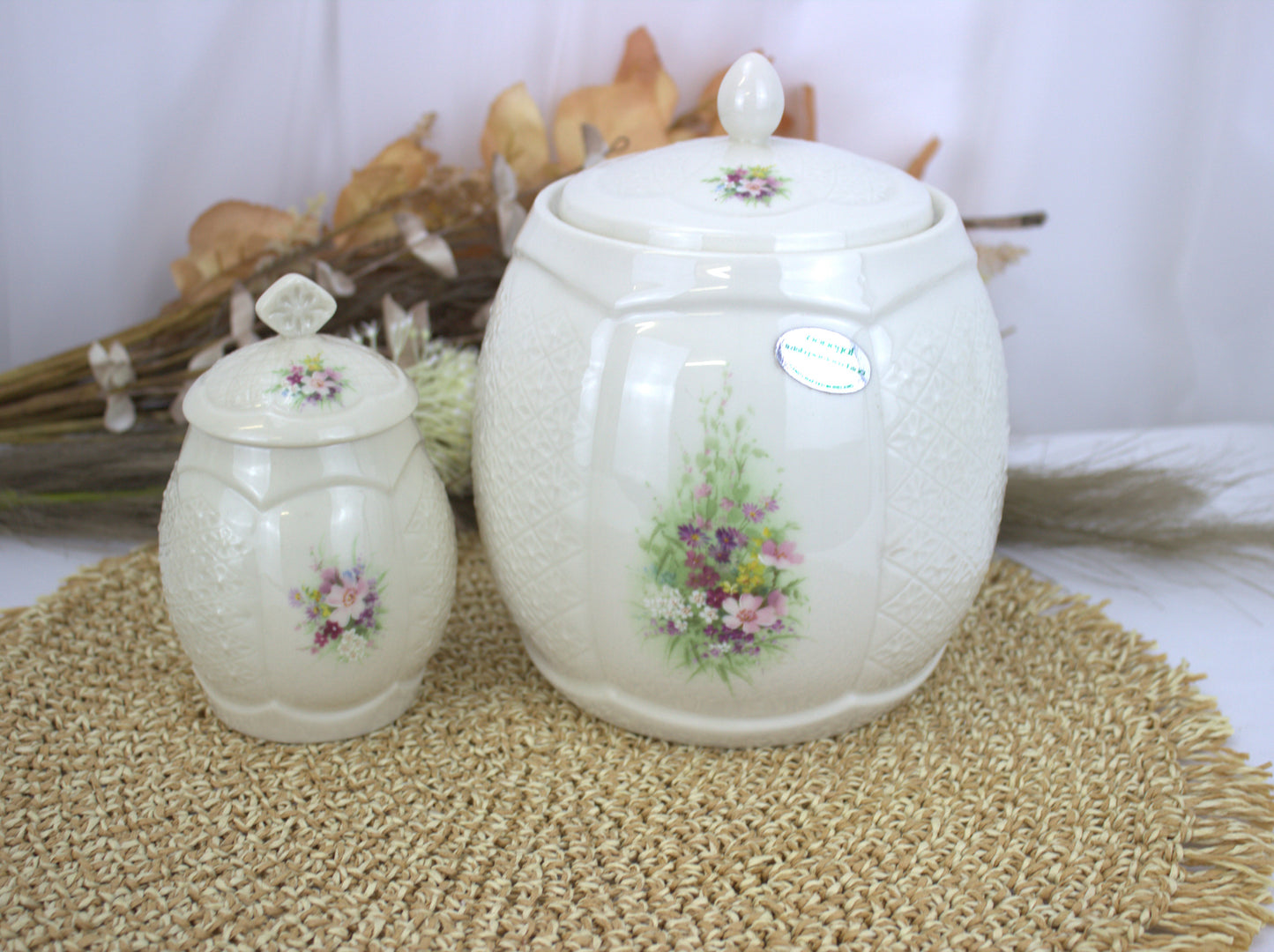 Donegal Irish Parian China Biscuit Barrel & Marmalade Jar Set