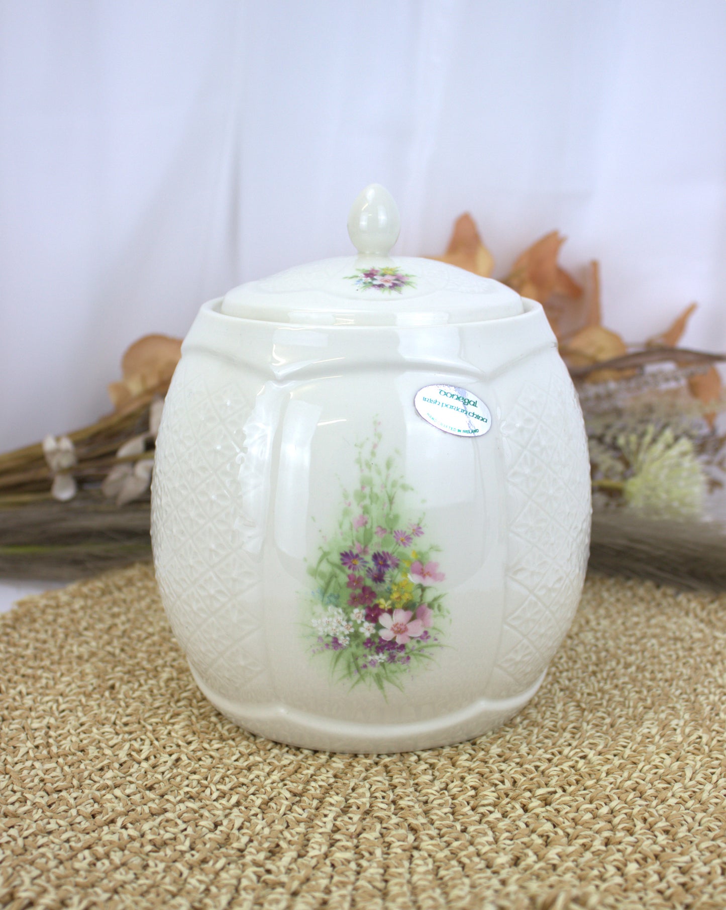 Donegal Irish Parian China Biscuit Barrel & Marmalade Jar Set