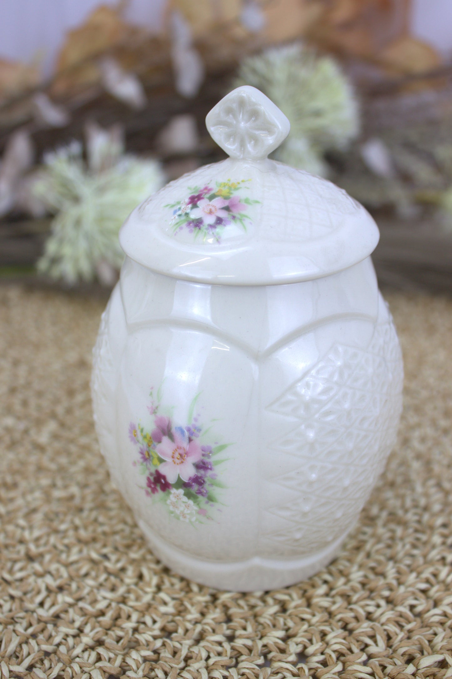 Donegal Irish Parian China Biscuit Barrel & Marmalade Jar Set