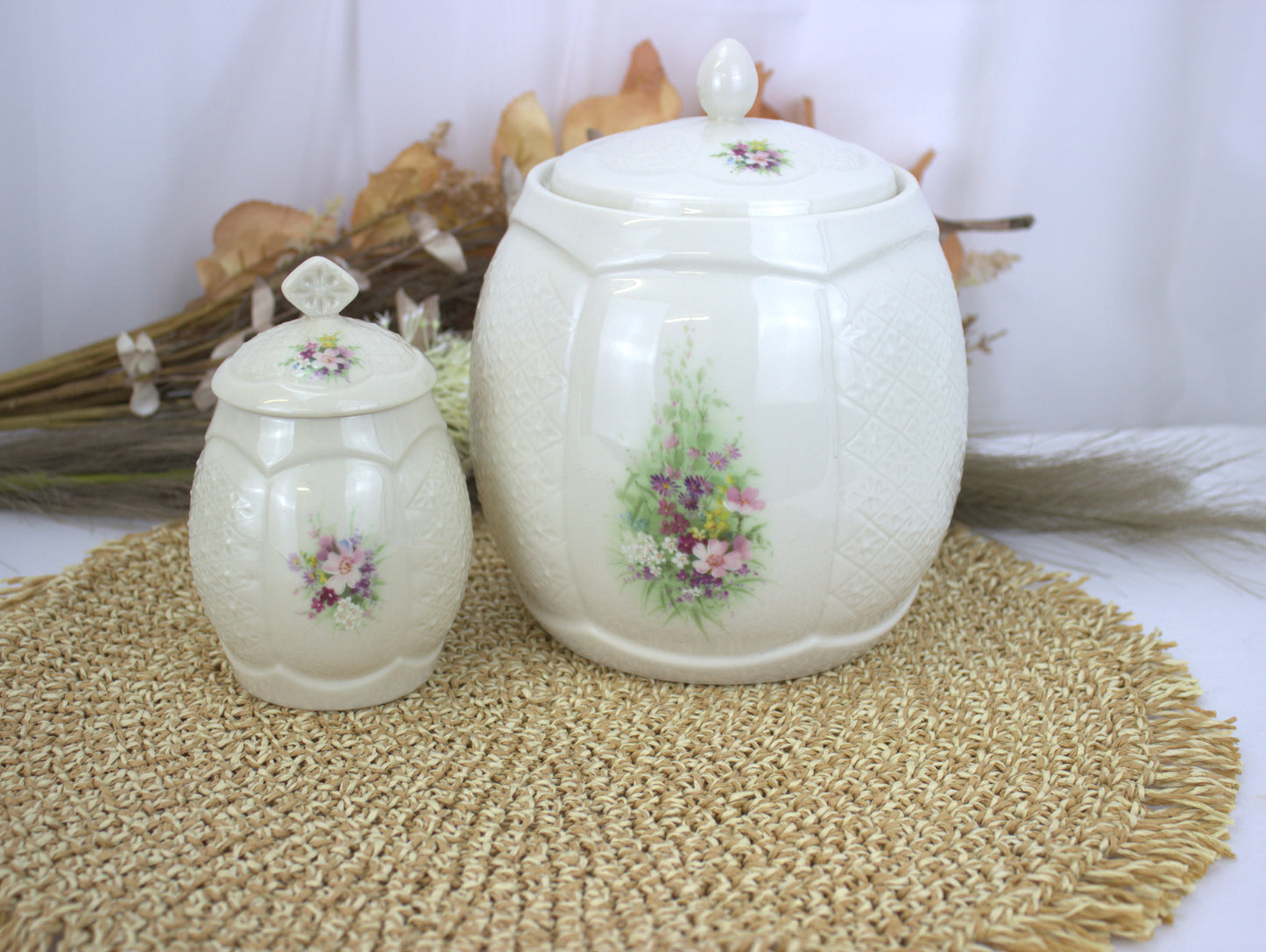 Donegal Irish Parian China Biscuit Barrel & Marmalade Jar Set