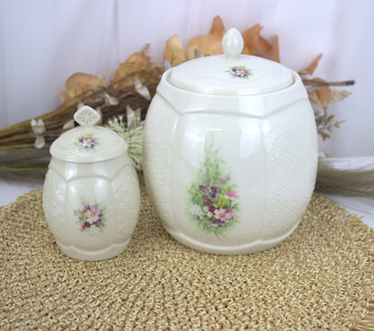 Donegal Irish Parian China Biscuit Barrel & Marmalade Jar Set