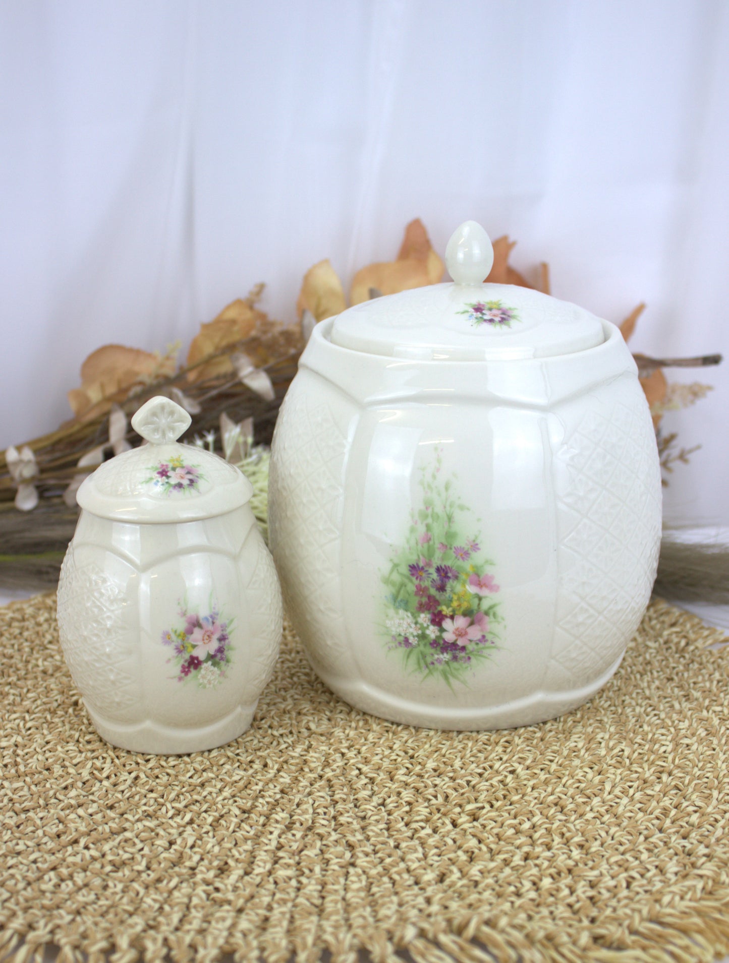 Donegal Irish Parian China Biscuit Barrel & Marmalade Jar Set