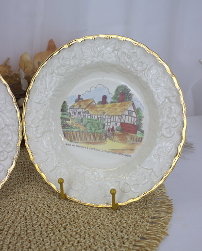 Vintage 1950s Alfred Meakin Souvenir Plates - Shakespeare's Birthplace & Anne Hathaway's Cottage, Stratford-upon-Avon