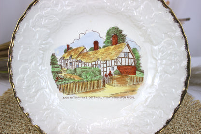 Vintage 1950s Alfred Meakin Souvenir Plates - Shakespeare's Birthplace & Anne Hathaway's Cottage, Stratford-upon-Avon