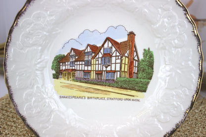 Vintage 1950s Alfred Meakin Souvenir Plates - Shakespeare's Birthplace & Anne Hathaway's Cottage, Stratford-upon-Avon