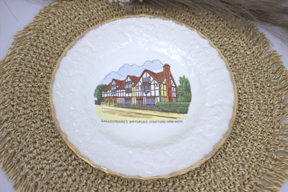 Vintage 1950s Alfred Meakin Souvenir Plates - Shakespeare's Birthplace & Anne Hathaway's Cottage, Stratford-upon-Avon