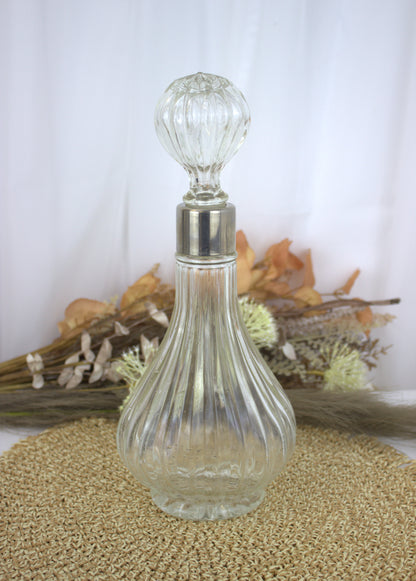 Vintage Ribbed Teardrop Glass Decanter with Fluted Pear Design