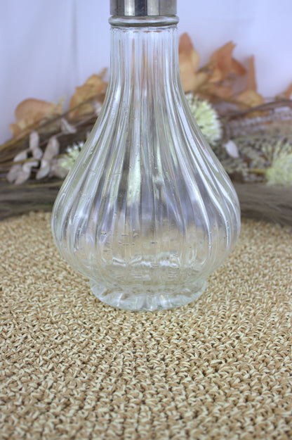 Vintage Ribbed Teardrop Glass Decanter with Fluted Pear Design